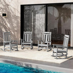 SERWALL Oversized Outdoor Rocking Chairs Set of 4, Patio Rocker, Space Gray | by SERWALL