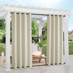 NICETOWN 2 Panels Beige Outdoor Curtains - Image 2