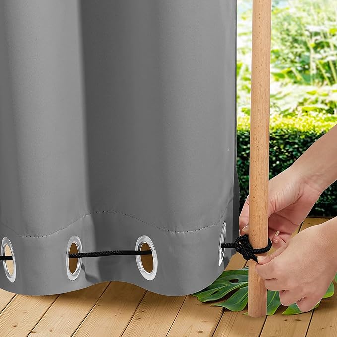 NICETOWN 2 Panels Thermal Outdoor Curtains Windproof W52xL72 Silver Grey | by NICETOWN