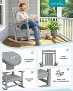 SERWALL Outdoor Rocking Chair Set of 2, Patio Rocking Chair, Light Gray | HDPE - Image 7