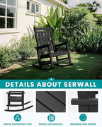 SERWALL Outdoor Rocking Chair Set of 2, HDPE Rocking Chairs - Image 8