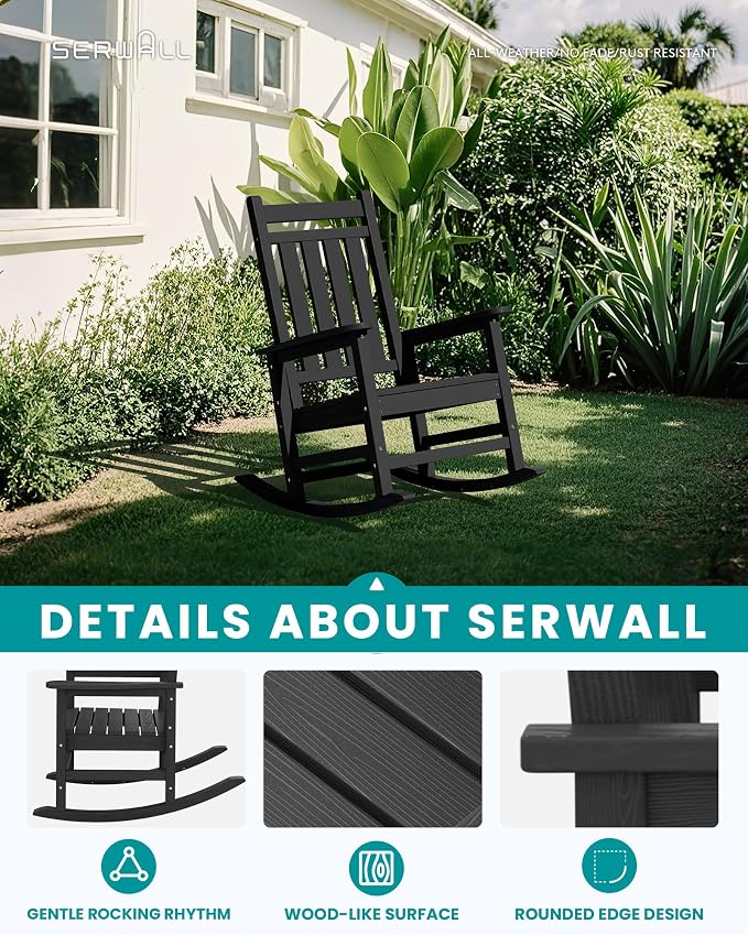 SERWALL Oversized Rocking Chair, Outdoor Rocking Chair - Image 5
