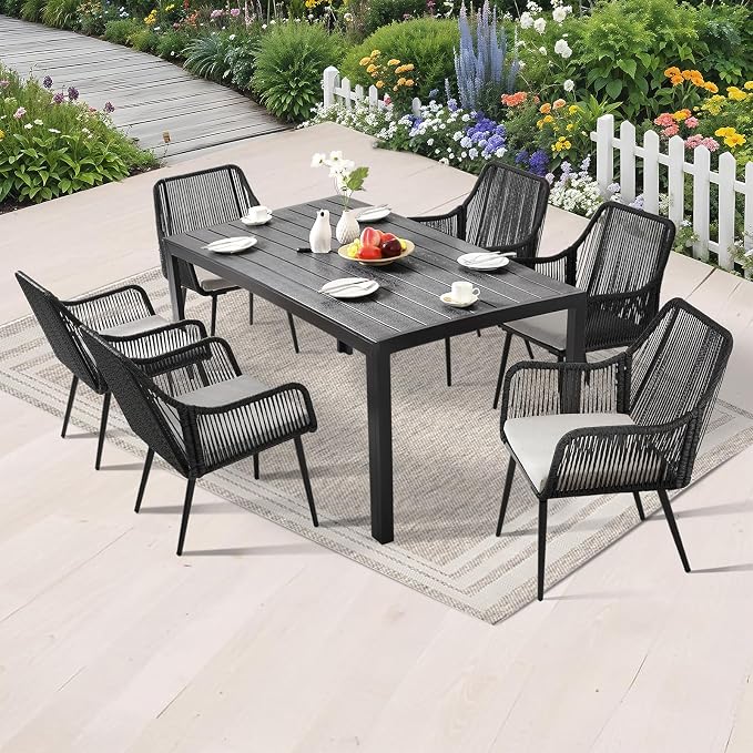 Patio Dining Chairs Outdoor Dining Chairs Set of 2, Woven Twisted Wicker Rattan - Image 8