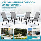 Outdoor Stackable Chairs Set of 4, Textilene Fabric, - Image 7