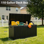 110 Gallon Waterproof Large Resin Deck Box, Lockable Large Outdoor Storage Box - Image 2