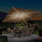 PURPLE LEAF Cantilever Umbrella 9' X 12' Double Top Solar LED Light, Support to by PURPLELEAF