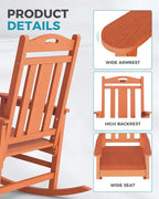 Oversized Outdoor Rocking Chairs Set of 2, 380lbs Heavy-Duty Large Patio Rocker - Image 4