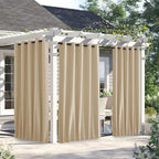 NICETOWN Outdoor Curtains for Patio Waterproof W66xL90 Biscotti Beige | by NICETOWN