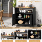 Tangkula Rattan Outdoor Storage Cabinet, Patiojoy Outdoor Cabinet - Image 7