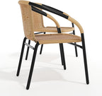 EMMA + OLIVER Beige PE Rattan Stackable Patio Dining Chair, Indoor/Outdoor Use - Image 9