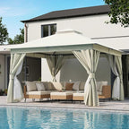 12'x12' Outdoor Gazebo, Metal Frame Heavy Duty Patio Canopy Tent Shelter by LAUSAINTHOME