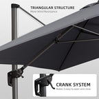 PURPLE LEAF Patio Cantilever Umbrella 10' x 13' Large Space - Image 9