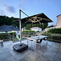 PURPLE LEAF Cantilever Umbrella 11'X11' Double Top Solar LED Light, Stays bright by PURPLELEAF