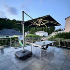 PURPLE LEAF Cantilever Umbrella 11'X11' Double Top Solar LED Light, Stays bright by PURPLELEAF