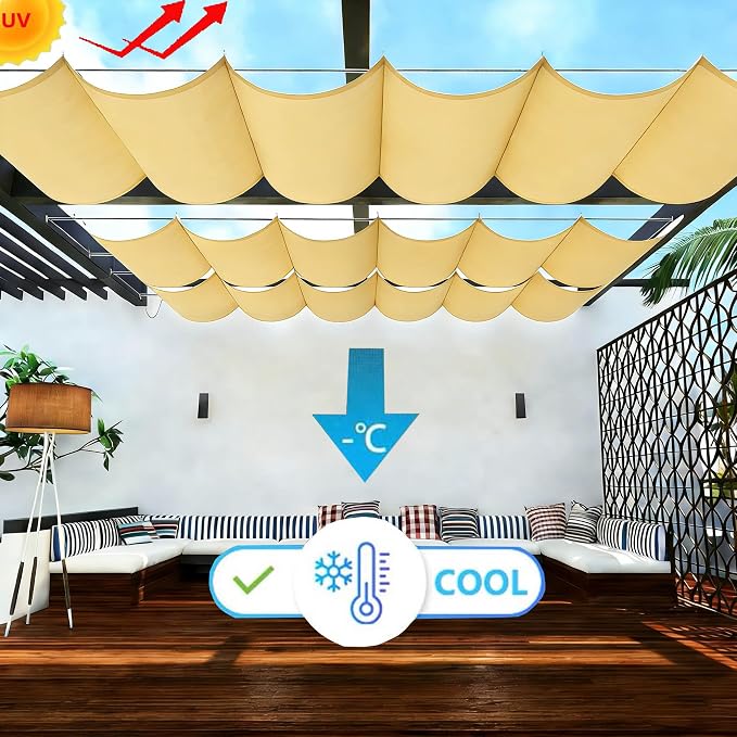 Outdoor Retractable Pergola Canopy 10' x 9' Waterproof Shade Cover - Image 2