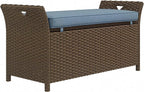 Outsunny 29 Gallon Patio Wicker Storage Bench Outdoor PE Rattan Dark Blue | by Outsunny