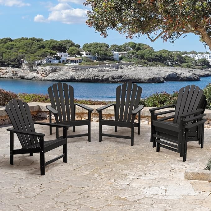 Oversized Stackable Adirondack Chair Set of 4, HDPE Fire Pit Chair | All-Weather - Image 7
