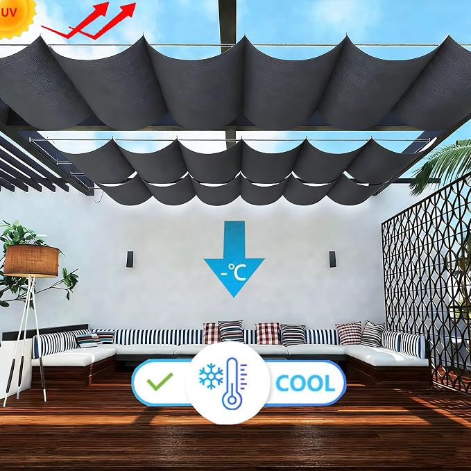 Retractable Waterproof Wave Awning Cover 14' x 14' - Image 2