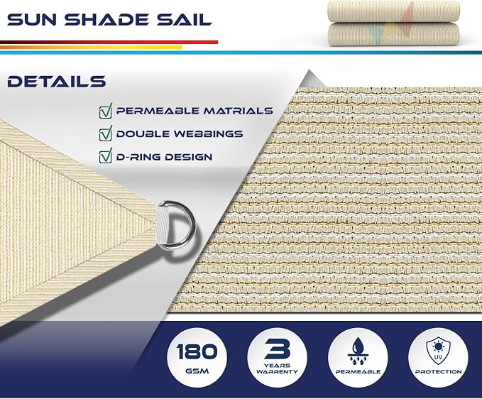 Windscreen4less 13' x 13' x 13' Sun Shade Sail Triangle Outdoor Canopy Cover UV - Image 3