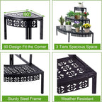 aboxoo 3-Tier Metal Plant Stand, Stair-Step Corner Shelf - Image 4