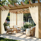 MIULEE Beige Outdoor Curtain for Patio Waterproof 4 Panels 54 x 84 Inch | by MIULEE