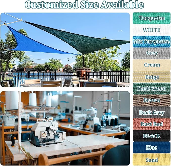 Shade&Beyond Custom Sun Shade Sail 11'x11'x11' Triangle Sun Sail Shades Patio - Image 2