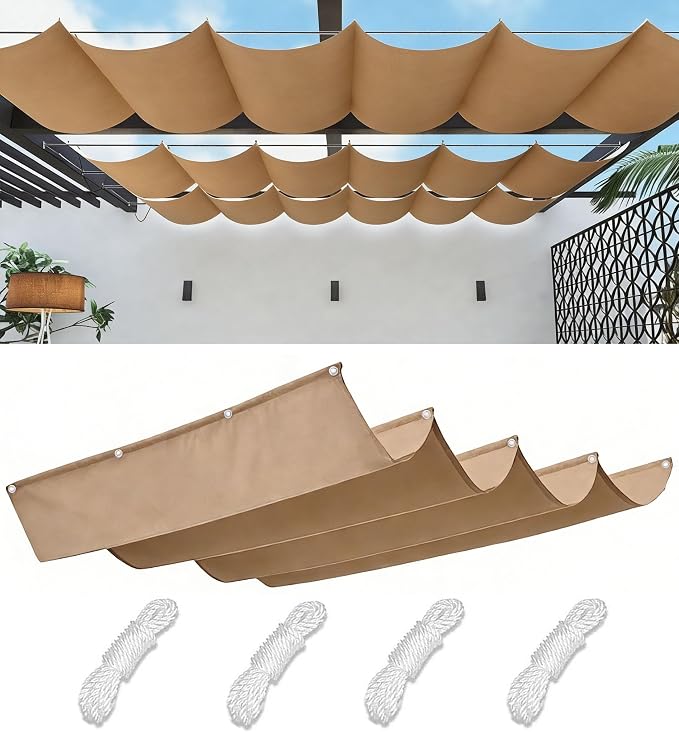 Retractable Waterproof Wave Sun Shade Canopy Pergola Cover Shade Sail Awning 9' by WoaceSunShadeSail