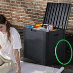 DWVO Louvered Large Deck Box, 35 Gallon Resin Outdoor Storage Box w/Lockable - Image 2
