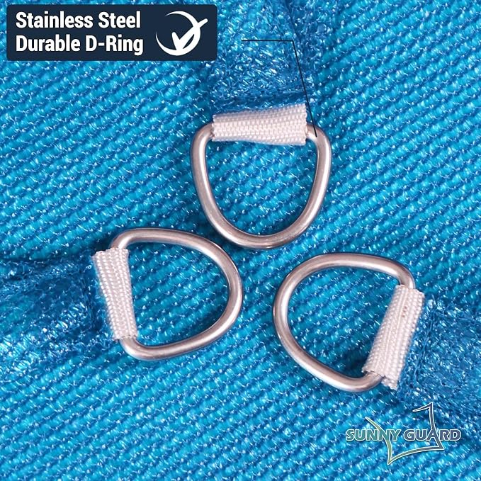 SUNNY GUARD Custom Size 9'x14' Turquoise Blue Sun Shade Sail Rectangle UV Block - Image 6