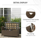 Outsunny 29 Gallon Patio Wicker Storage Bench Outdoor PE Rattan Dark Blue | - Image 7