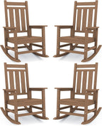 Oversized Outdoor Rocking Chair Set of 4, HDPE Patio Rockers by KINGYES