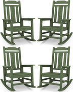 SERWALL Oversized Outdoor Rocking Chairs Set of 4, Patio Rocker, Avocado | by SERWALL