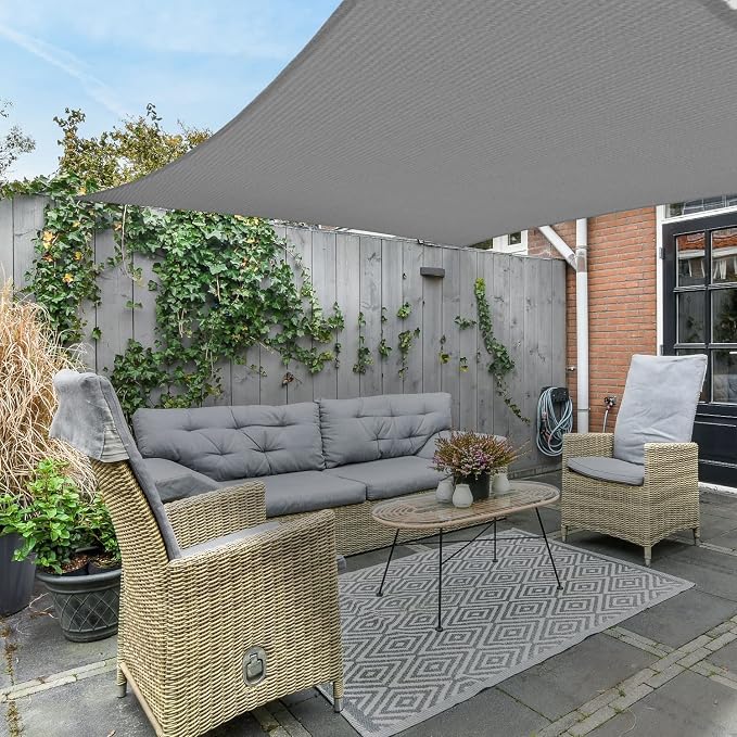 AsterOutdoor Sun Shade Sail Rectangle 6' x 10' UV Block Canopy - Image 8