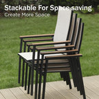 PHI VILLA Outdoor Stackable Dining Chairs Set of 6 w/Aluminum Frame, - Image 3