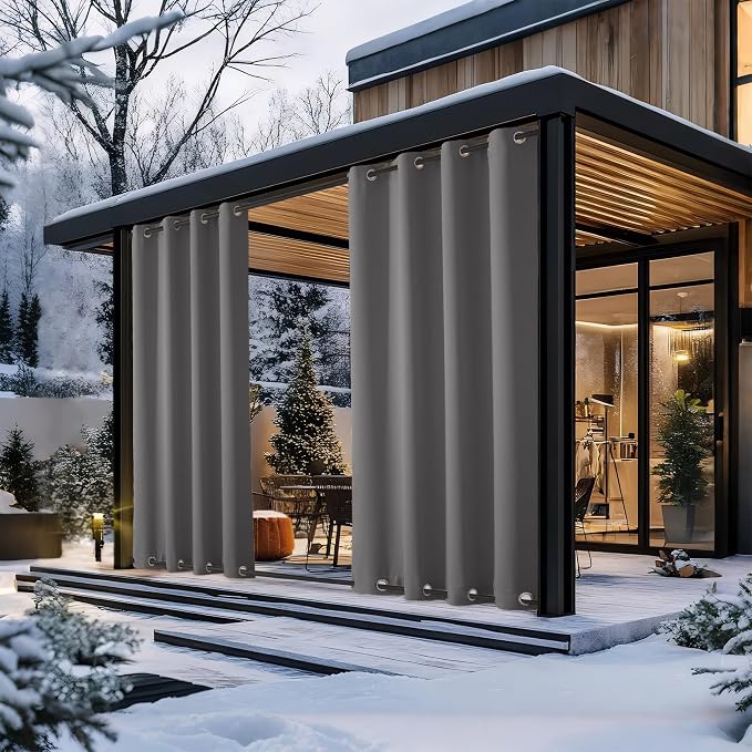 NICETOWN 2 Panels Grey Blackout Outdoor Curtains - Image 9