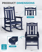 Oversized Outdoor Rocking Chairs, HDPE Patio Rockers, Deep Navy Blue | High - Image 3