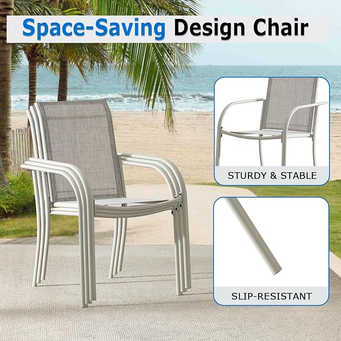 Outdoor Dining Chairs Set of 2, Stackable Patio Chairs - Image 3