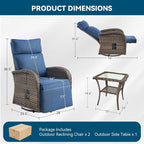 3 Pieces Zero Gravity Patio Swivel Recliner Chairs Set of 2 - Image 2