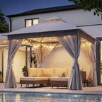 10'x10' Outdoor Gazebo with 50FT String Lights, Metal Heavy Duty Patio Canopy by LAUSAINTHOME