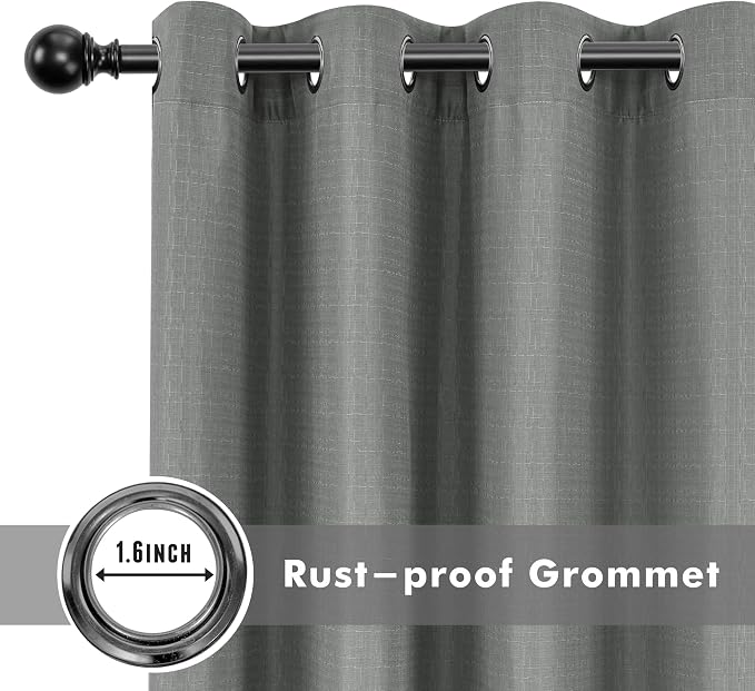 Linen Outdoor Curtains for Patio Waterproof 4 Pcs 110x95 In Light Grey | Light - Image 4
