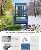 Oversized Outdoor Rocking Chairs Set of 4, HDPE Porch Rockers - Image 5
