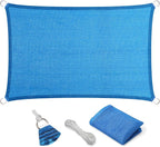Eden's Decor Straight Flat-Edged 7' x 14' Blue Sun Shade Sail Rectangular by EdensDecorInc