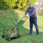 Garden Cart with Seat, 3-in-1 Rolling Seat with Wheels - Image 2