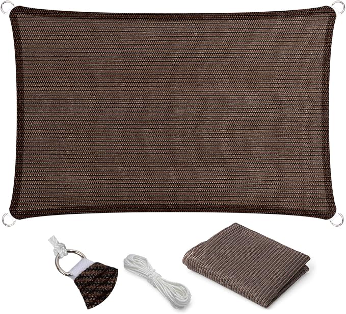 Eden's Decor Straight Flat-Edged Sun Shade Sail Rectangular 16' x 17' Brown by EdensDecorInc