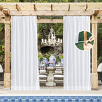 NICETOWN Outdoor Sheer White Weighted Curtains Rod Pocket Back Tab 120 inch - Image 2