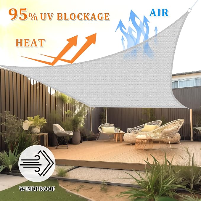Shade&Beyond 8'x11' Sun Shade Sail Canopy Rectangle, UV Block Breathable Curved - Image 2