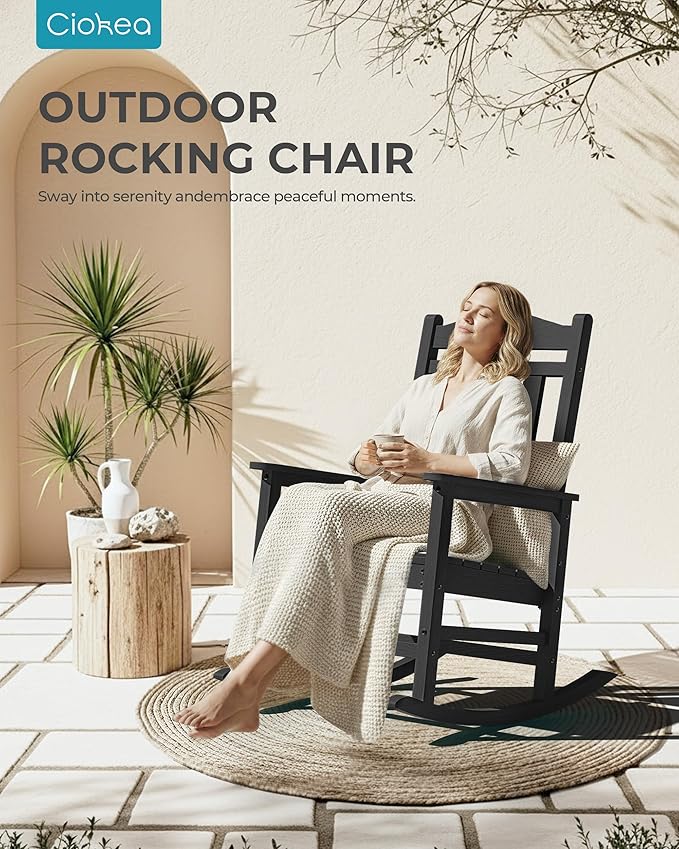 Oversized Outdoor Rocking Chairs Set of 3, 380lbs Heavy-Duty Large Patio Rocker - Image 8