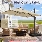 10' X 10' Patio Umbrella Cantilever Outdoor Rectangle Umbrella, Heavy Duty - Image 5