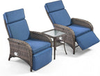 3 Pieces Zero Gravity Wicker Patio Recliner Chairs Set of 2 - Image 7
