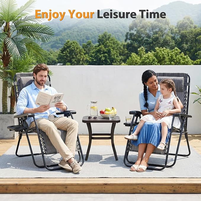 NEWBULIG Zero Gravity Chairs Set of 2, Folding Lounge Recliner Chair | Portable - Image 2